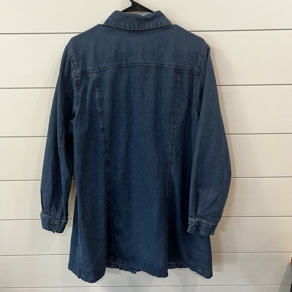 Jessica London Women's Plus Size Long Denim Jacket 20W Button Front - Picture 4 of 6